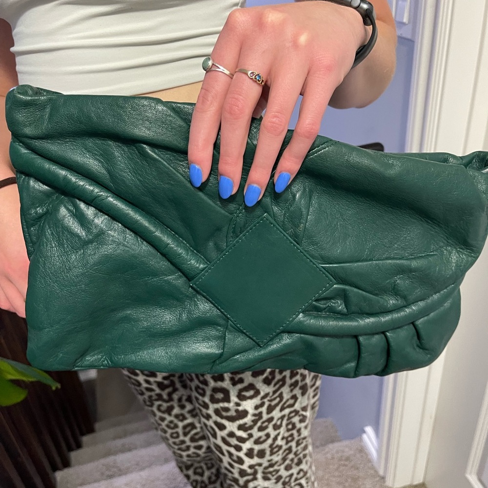 Luxurious Emerald Green Gathered Clutch
